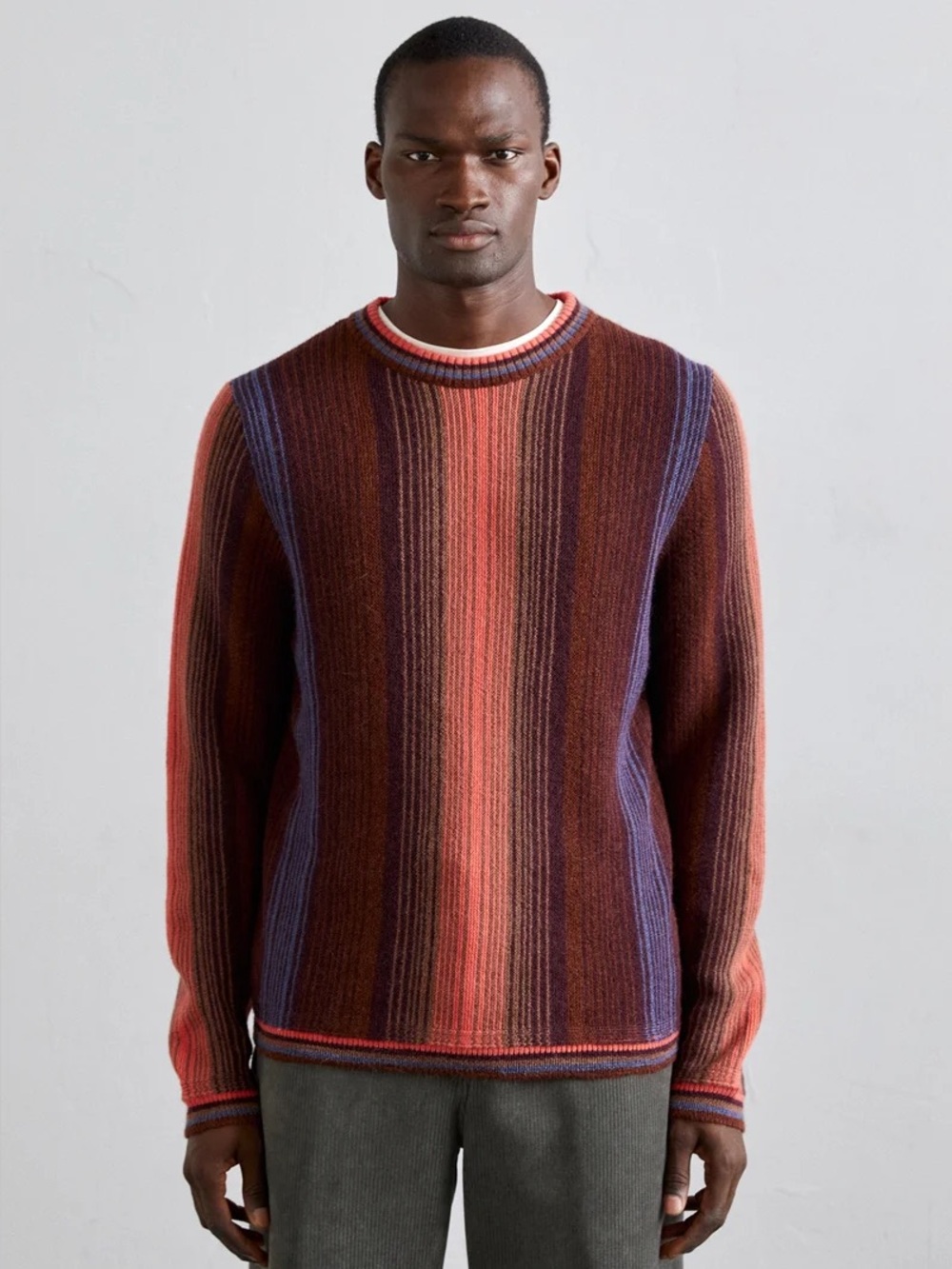 Paul Smith Gradient Stripe Crew Neck Knit Sweater Wool Alpaca Size M